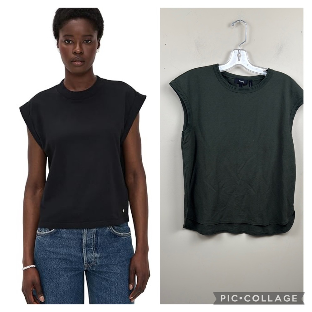 Theory Green Boxy Cap Sleeve shirt tail
Tank large